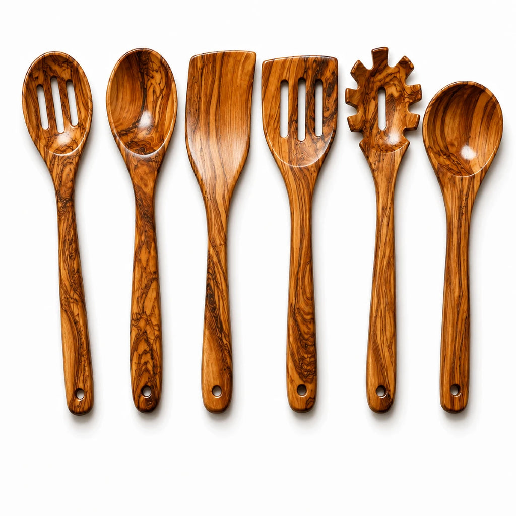 Natural Wood Kitchen Utensil Set – 6 Piece Collection