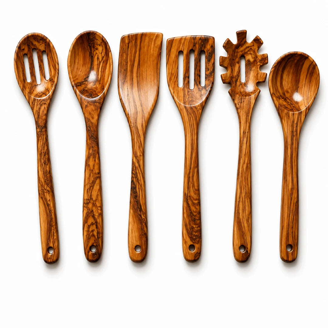 Natural Wood Kitchen Utensil Set – 6 Piece Collection
