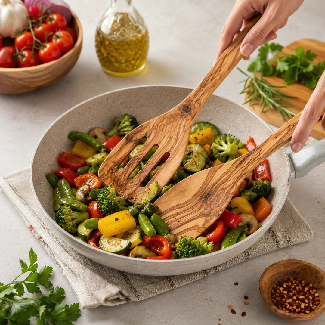 Natural Olive Wood Kitchen Utensil Set – 6 Piece Collection