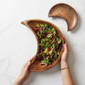 Wooden Crescent Moon Bowl – Handmade Acacia Wood Serving Bowl